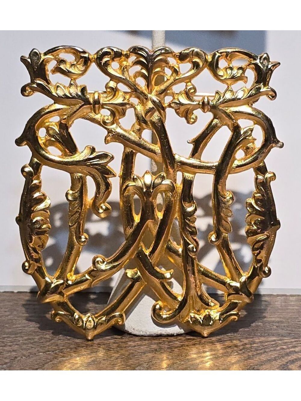 Runway Style Ornate Cypher Cipher Brooch Large 3"